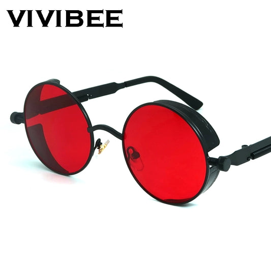 Lunettes de soleil vintage steampunk rouges pour hommes