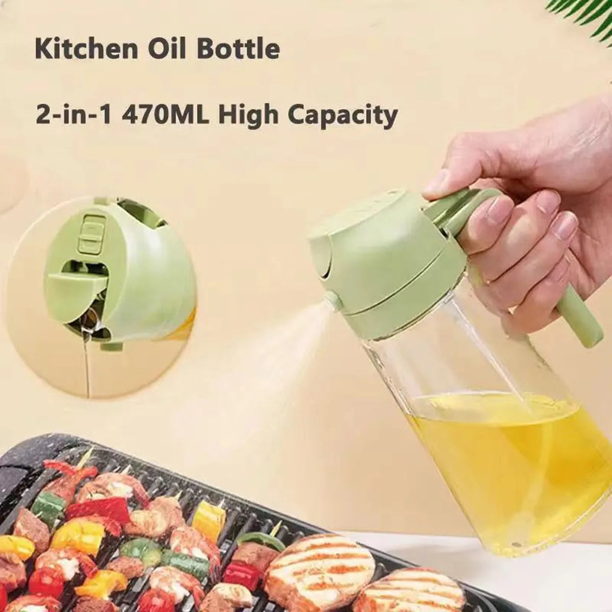 Bouteille distributrice d'huile en verre pour la cuisine