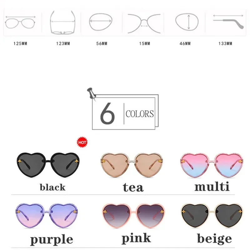 Lunettes de soleil tendance pour enfants en forme de cœur