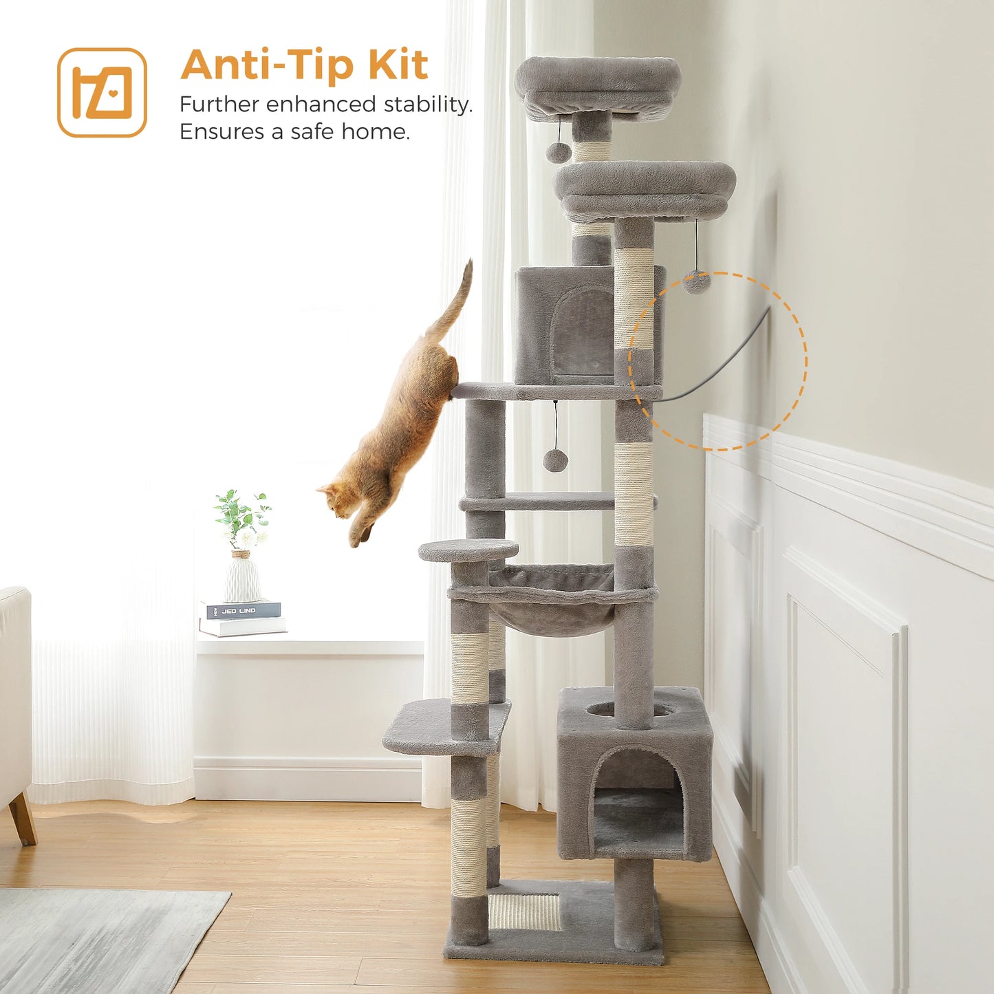 Grand arbre à chat et tour de 184 cm pour chats