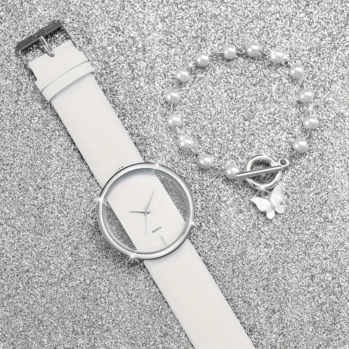 Papillon noir et blanc, montre pour femme