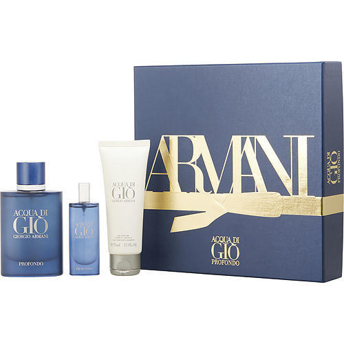 Acqua di gio profondo by giorgio armani eau de parfum spray 2.5 oz & shower gel 2.5 oz & eau de parfum spray 0.5 oz