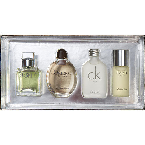 Calvin klein variety by calvin klein 4 piece mens mini variety with eternity & obsession & ck one & escape and all are edt .5 oz minis